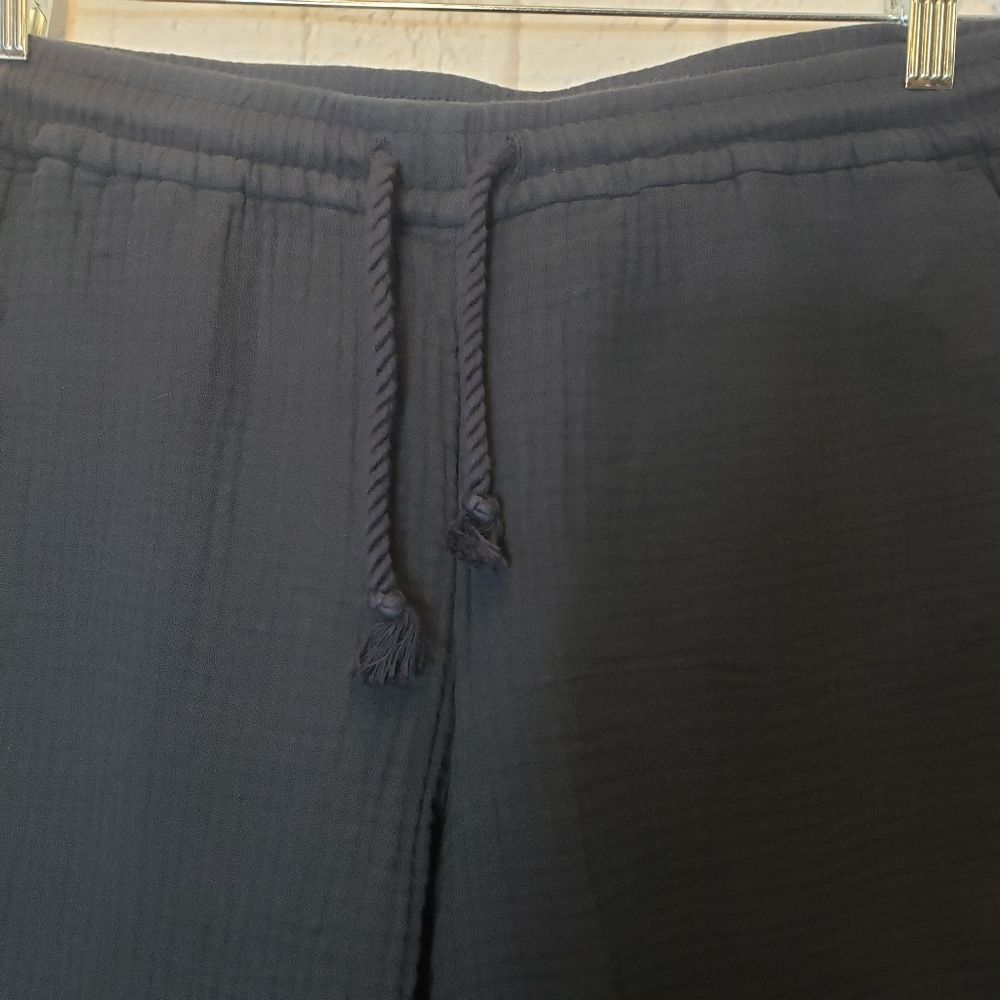 J. JILL Cotton Textured Pull-On Cropped Pants Navy Medium - Picture 2 of 10
